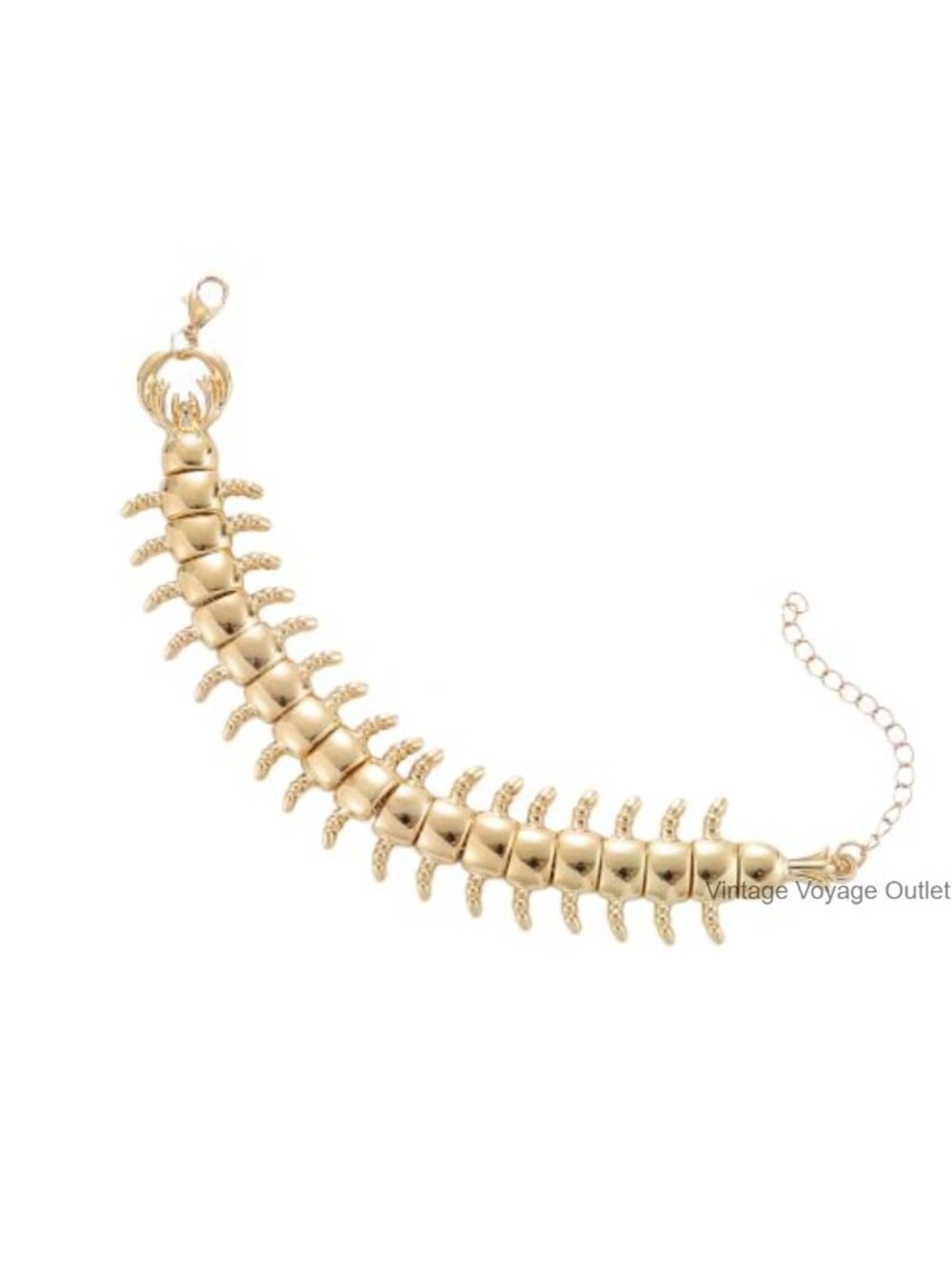 Centipede Cuff Bracelet Gold Plated Silver Plated Adjustable Punk Gothic